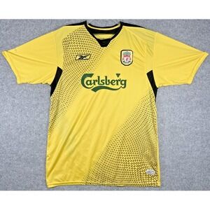 2003/2004 Reebok Liverpool Vintage Soccer Jersey T Shirt Men's Size L Yellow